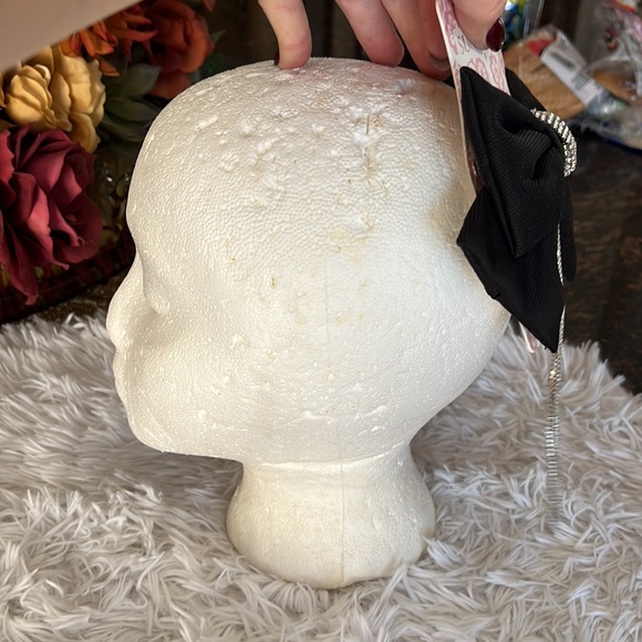 Sunday State Hair Clip With Black Polyester Bow Dripping Rhinestone Detail - Picture 10 of 11